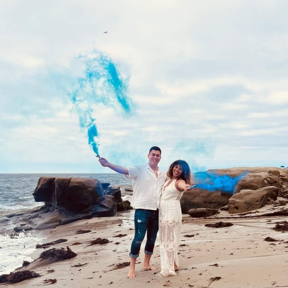 gender reveal Jamaica smoke bomb reveal